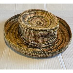 SAN DIEGO HAT COMPANY Rolled Brim Multicolored Raffia Straw Sun Beach Boho